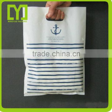 Supermarket clothes shopping die cut plastic bags with logo die cut handle plastic bag