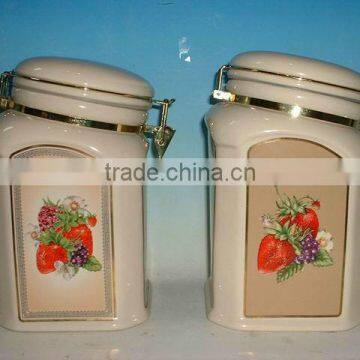 Ceramic cookie Jar ceramic jar with clip storage jars