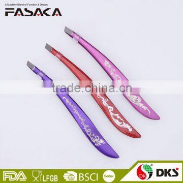 SSG77SPF -2015 New design stainless steel printing color eyebrow tweezers