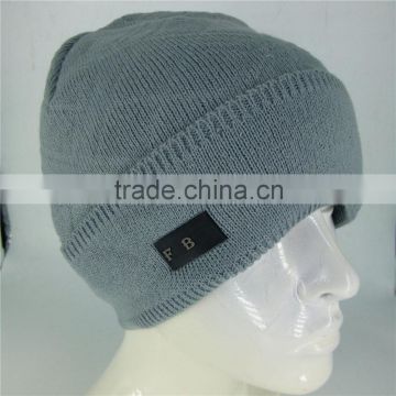 small order custom beanie hat with leather patch in high quality wholesale for men and women