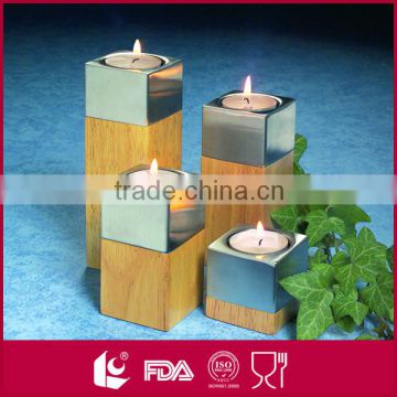 Hot sale 4pcs square wooden tealight holders