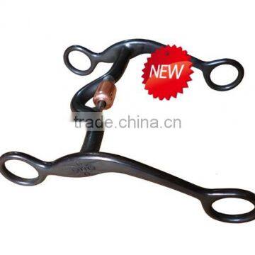 Black steel lack steel oval cheek bit with with copper roller(Type-064)