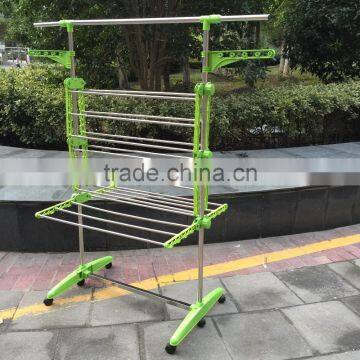 High Quality Foldable Rolling 6-Wheels Clothes Laundry Drying Rack,Stainless Steel Hanging Rods photo-5