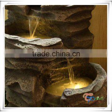Polyresin LED Four Falls Garden Rock Stone Water Fountain photo-2