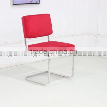 Metal leg red fabric U shape dining room chair dining chair