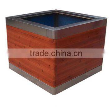Arlau Outdoor Wood Oval Planter Flower Pots photo-3