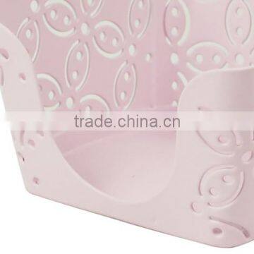 Pink Arc-shaped Metal Punched Office Desktop Note Holder