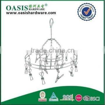 Stainless steel clothes hanger Clothes hanger;Laudry clips hanger;stainless steel clips hanger clothes hanger with 18 pegs