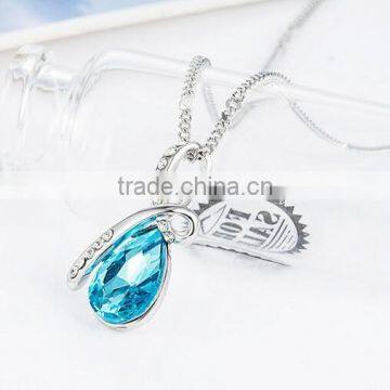 Bule Crystal Necklace/ Austrian Rhinestone Drop Pendant Necklace photo-3