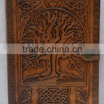 Handmade Vintage Tree of Life Leather Notebook With Button