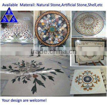 Natural marble stone waterjet medallion design