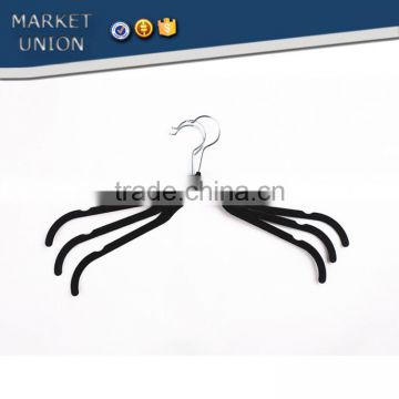 ABS plastic antiskid velvet hangers flocking clothes hanger with pulley for women