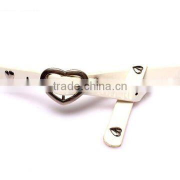 Wholesale Heart Rivet Decorated Heart Buckle Sex Women Lady Thin PU Waist Belt photo-3