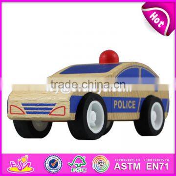 Best design natural wood mini toy police cars for kids W04A050