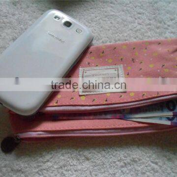 Cute Fashion Promotional Cotton Cosmetic Makeup Zipper Bags Wallets Canvas Wallet With Two Front Zipper Pouch photo-5