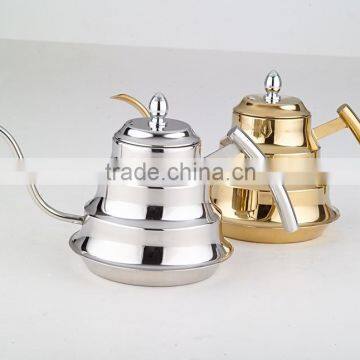 1.2L pour over drip coffee kettle/gold stainless steel gooseneck pour over drip coffee kettle