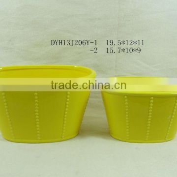 new wholesale yellow oval ceramic flower pot