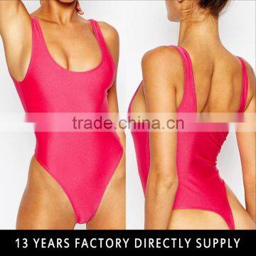 Hot Design Young Sexy Women Pale Pink Thong Nylon Bodysuit