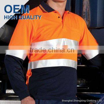 Custom made orange and blue polo shirt plus size with high quality made in china