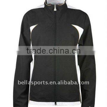 Customized black white casual tracksuits design,stand collar with full zipper sports jogging training wear