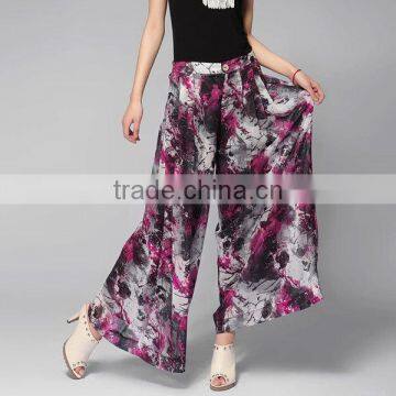 New Arrival Fashion Summer Floral Print Ladies Chiffon Culotte Pants photo-6