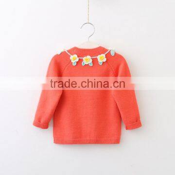 Cheap Price Kids Wear Cardigan Girls Orange Color Knitted Sweaters With Hook photo-2