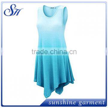 2017 Womens Sleeveless Boho Tie-Dye Ombre Tunic Tank Top photo-2