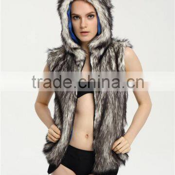 Custom Sleeveless Snow Jacket Lady Oversized Rabbit Fur Jacket for Ski photo-4