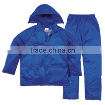 adult CE EN340 EN343 sealed seams polyester rain coat with double PVC coating yellow/blue