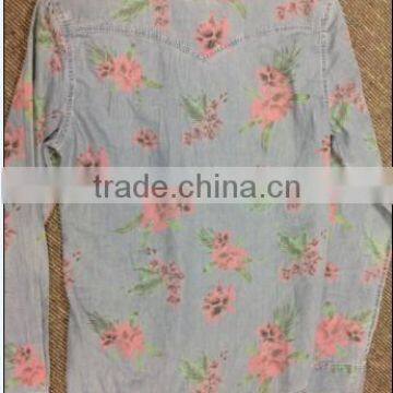 MENS DENIM PRINTED SHORT SLEEVE SHIRT WITH ENZYME WASHED Nd02 photo-2