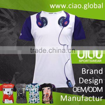 New 2016 microfiber custom printing organic cotton Logo t shirt