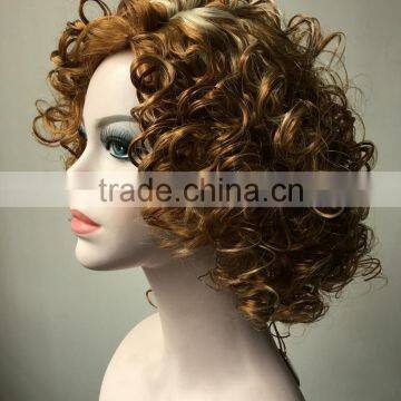 European Golden Hair Women Short Blonde Wigs Afro Kinky Synthetic Hair Lace Front Party Wig photo-5