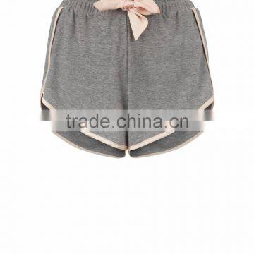 Custom Cotton Sexy Strap Pajamas Grey Brushed Wrap Back Cam And Shorts Contrast Pink Trim Satin Style photo-6