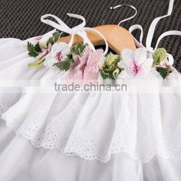 Children's 2017 Girls Flower Embroidery Long Sleeve White Shirt Lace Collar Little Girl Strapless Shirt Tank Top photo-3