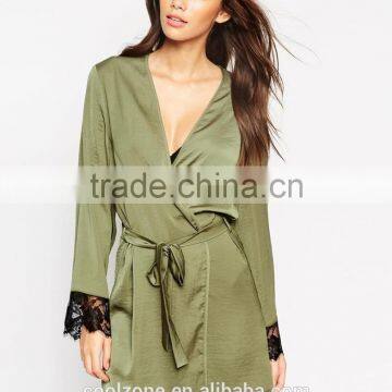 Regular Fit Wrap Front Bath Robe Wholesale Women Comfortable Robe photo-2