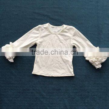LY-083 Soild Color Baby Cotton Shirts Long Sleeve Top Icing Girl Ruffle Shirts Toddler Kids Clothing Boutique 2016 photo-3