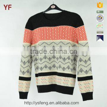 New Custom Design Fancy Color Jacquard Man Pullover Sweater