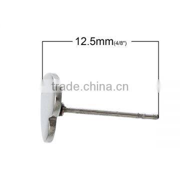 Stainless Steel Earring Findings Ear Studs Studs Heart Silver Tone 8.0mm x 8.0mm photo-2