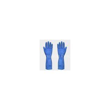 Mans Blue Household Latex Gloves With beaded cuff , straight cuff