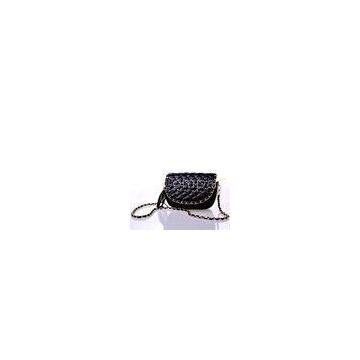 Black Quilted Chain Strap Shoulder Bag With Studs For Banquet