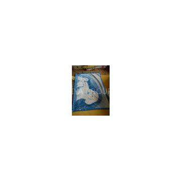 Blue Breathable 100% Polyester Baby Blanket Fleece Woven , Dog Cartoon Kids Fleece Blankets