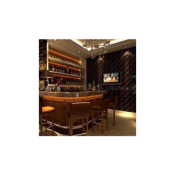 L Curved Shape Wine Bar Counter Artificial Stone Solid Surface With Wood Cabinet