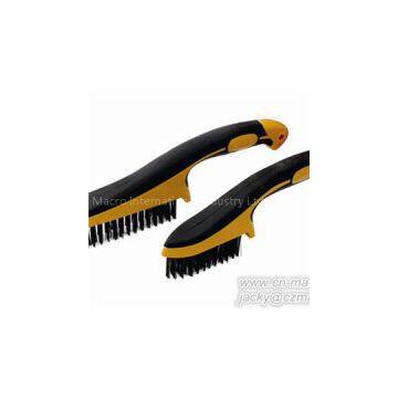 Black Steel Bristle TPR Handle Wire Brush