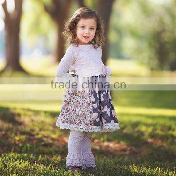 casual style girls back to school boutiques cotton outfits kids cheap clothes with apple