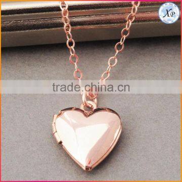 Fashion Rose Gold Heart Locket Necklace Jewelry