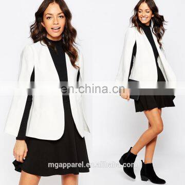 Fashion ladies blazers woven fabric open front cape women blazer