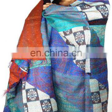 Girl's Patchwork Silk Kantha Scraf Designer Silk Kantha Scarves