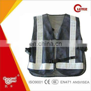 Kids 60GSM Multi-use Black Reflective Mesh Safety Vest With Plastic Buckle