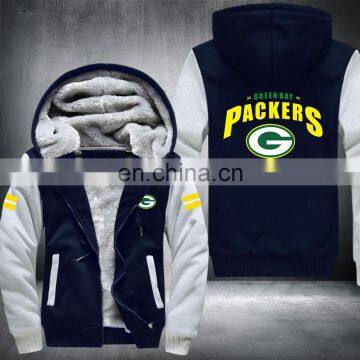 Football Bay Packers Zipper Thicken outdoor Hoodie sports Jacket