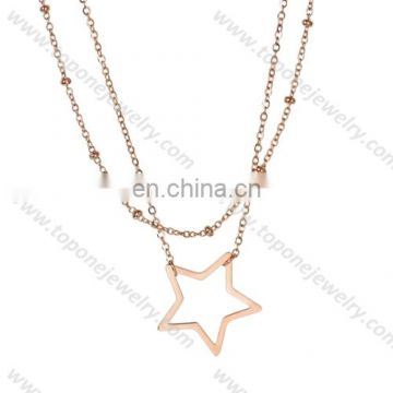 2017 star double chain jewelry stainless steel necklace womens